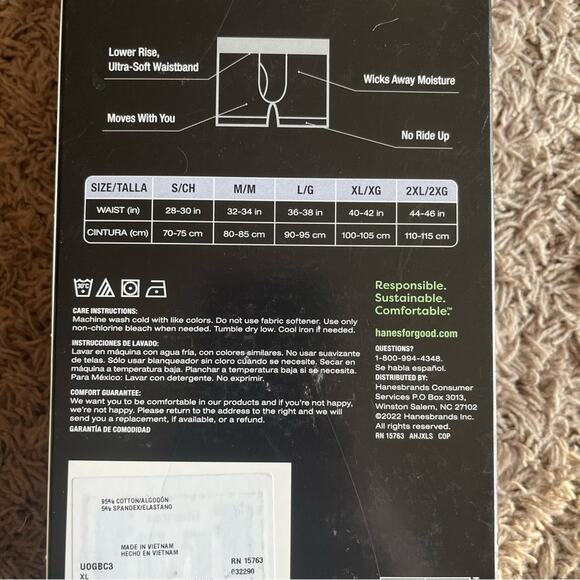NWT! Hanes Originals Men’s Stretch Boxer Briefs 3 Pack Size X-Large 40”-42” - Picture 3 of 3